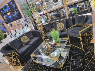 Elegant Black Sofa With Gold Details. Ask For Price