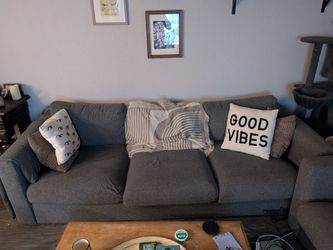 Gray 3-Seat Upholstered Sofa