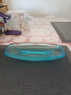 Vintage Atlas Capri Blue Glass Dish Holder