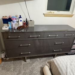 Grey & Silver (Crome Finish) 8 Dresser Drawer