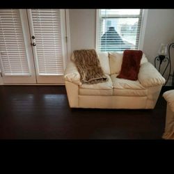 White Leather Italian leather Couch