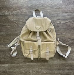 Tan Nylon Beige Backpack