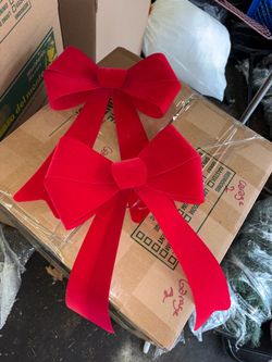 Large Red Velvet Christmas Bows Set of 2