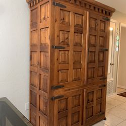 Rustic Mexican Armoire Solid Pine Wood