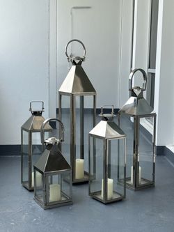 5 Bulk Metal Lanterns 5pc/set - Silver