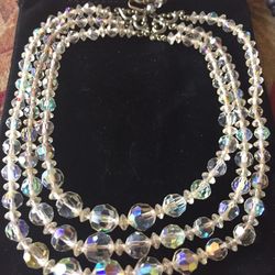 Vintage Aurora Borealis Crystal Necklace Choker