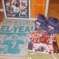 John Elway Bronco Memorabilia Vintage Beanie Baby Collection