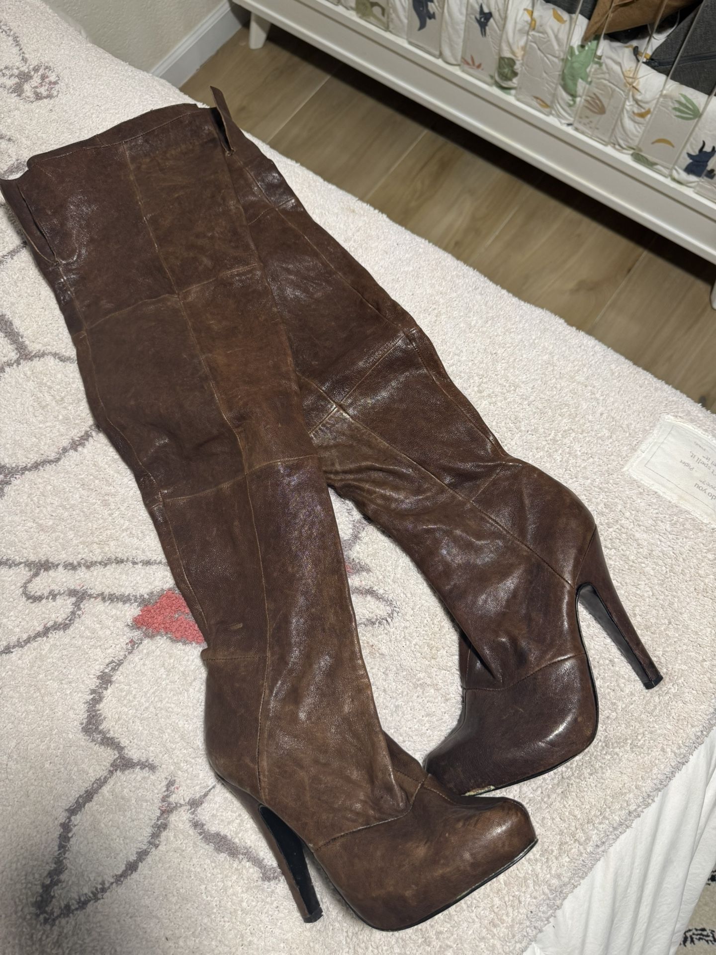 Vintage Report Signature Leather Thigh High Boots