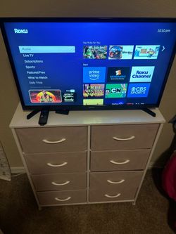 DORM ESSENTIALS BUNDLE – Pink Fabric Dresser + Samsung TV with Roku