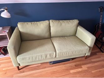 Ikea loveseat couch reupholstered  in green