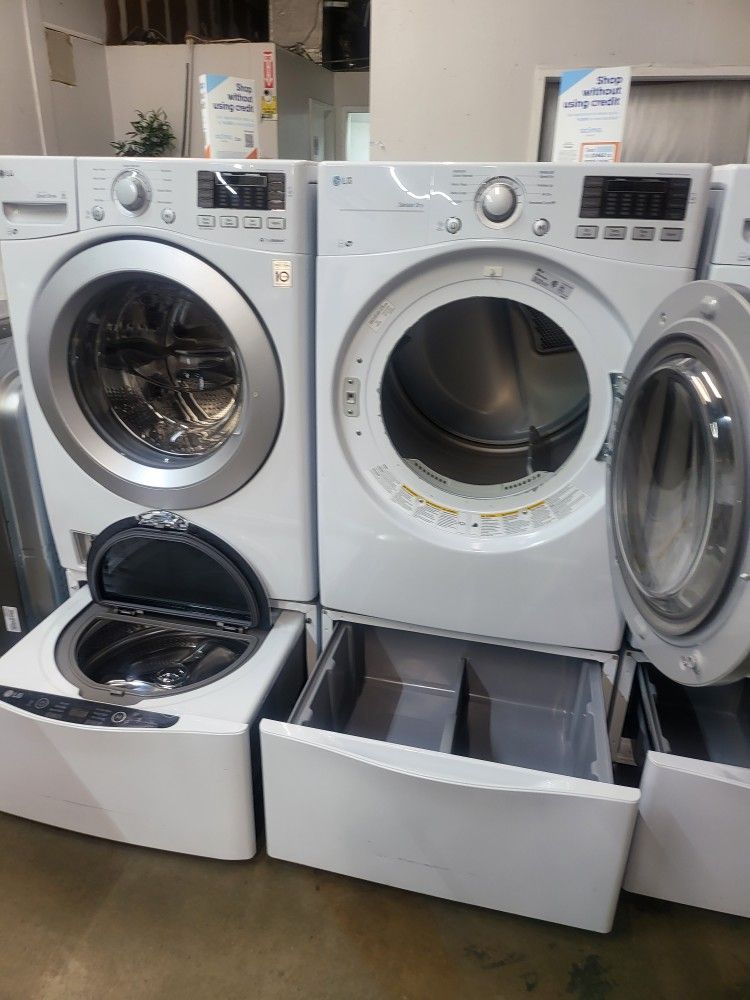 LG SET STEAM WASHER AND ELECTRIC DRYER WITH DOUBLE WASHER
