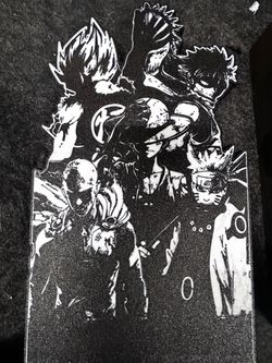 Anime Characters Black & White Graphic LED Sign