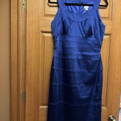 Cache Royal Blue Layered Bodycon Cocktail Party Stretch Dress Lined Size 12