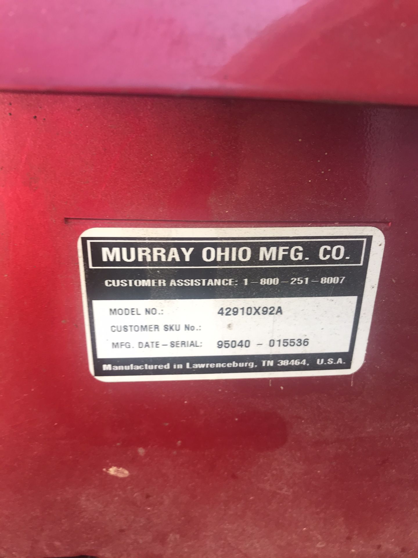 Murray 1996 lawn mower new battery runs needs some work but runs good best offer