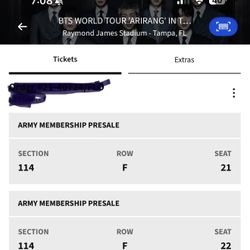 BTS Tickets $675 Each Qty 2 Tuesday April 28 Meetup Only To Keep Us Both Safe During Transaction