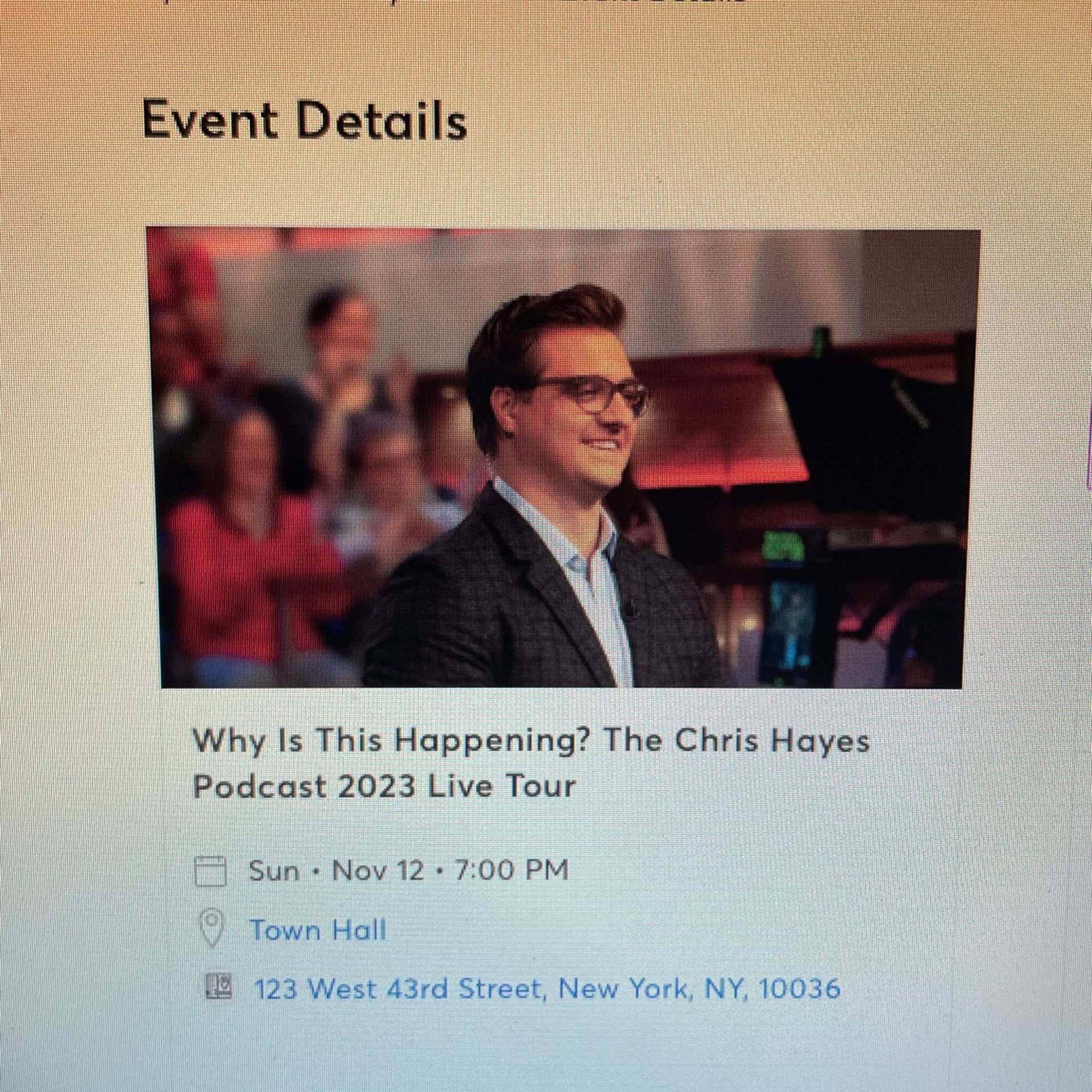 RACHEL MADDOW Why Is This Happening? The Chris Hayes Podcast Live Tour