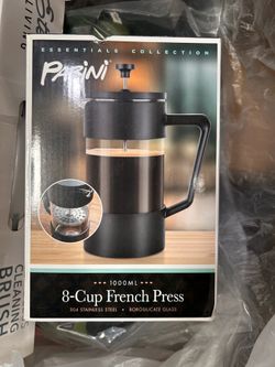 Parini 8-Cup French Press 1000 ML Coffee Tea Maker Stainless Steel Borosilicate