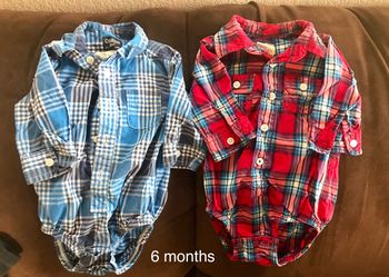 Super cute!!! 6 month boys ‘button up collared’ onesies