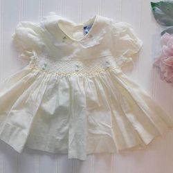 Vintage Carriage Boutiques Baby Girls 3 Month Yellow Smocked Dress 
