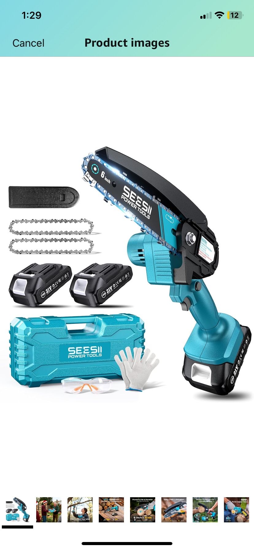 Seesii Mini Chainsaw, 6-inch Mini Chainsaw Cordless, Handheld Electric Power Chain Saw