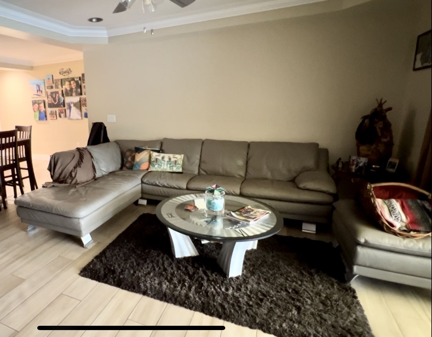 Gray Leather Sectional