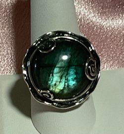 Sterling Silver & Labradorite Size 9 3/4 Ring