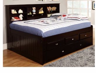Black twin Captain's Day Bed with Bookcase Headboard