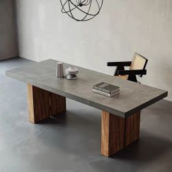 Gray Solid Wood Dining Table