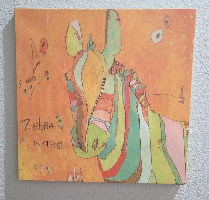 Zebra Mare by Oopsy daisy Fine Art for Kids 14" X 14"