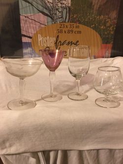 4 vintage wine glasses