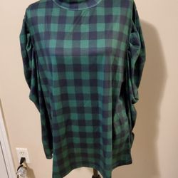 Perfectly Priscilla Black and Green Plaid Long Sleeve Top Size 3XL