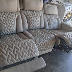Leather electric reclining couch