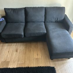 Black Couch With Living Room Table Set & Tv Stands With Lights
