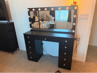 Black makeup vanity
