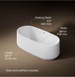 Kohler Ceric 60” x 29” Freestanding Bathtub — Brand New in Box