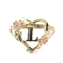 Woman’s Ladies 10k Two Toned Rose Yellow Gold Initial L in a Heart Ring Size 7 GP3130289