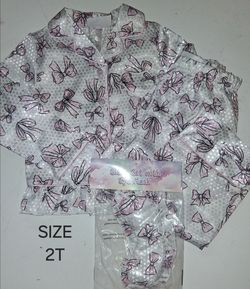 2T TODDLER GIRL CLOTHES PINK BOW PAJAMA SET WITH EYE MASK (PIJAMA PARA NIÑA TALLA 2 AÑOS)