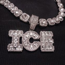 ######Silvery/ DIAMOND "ICED OUT" ICE CHARM + Diamond Necklace######