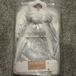 NEW Holiday Lane 14" Angel White Fur Silver and White Tree Topper $100