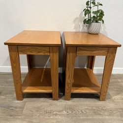 ATTRACTIVE Side tables - nightstands - sold as a pair - oak - one drawer - delivery available
