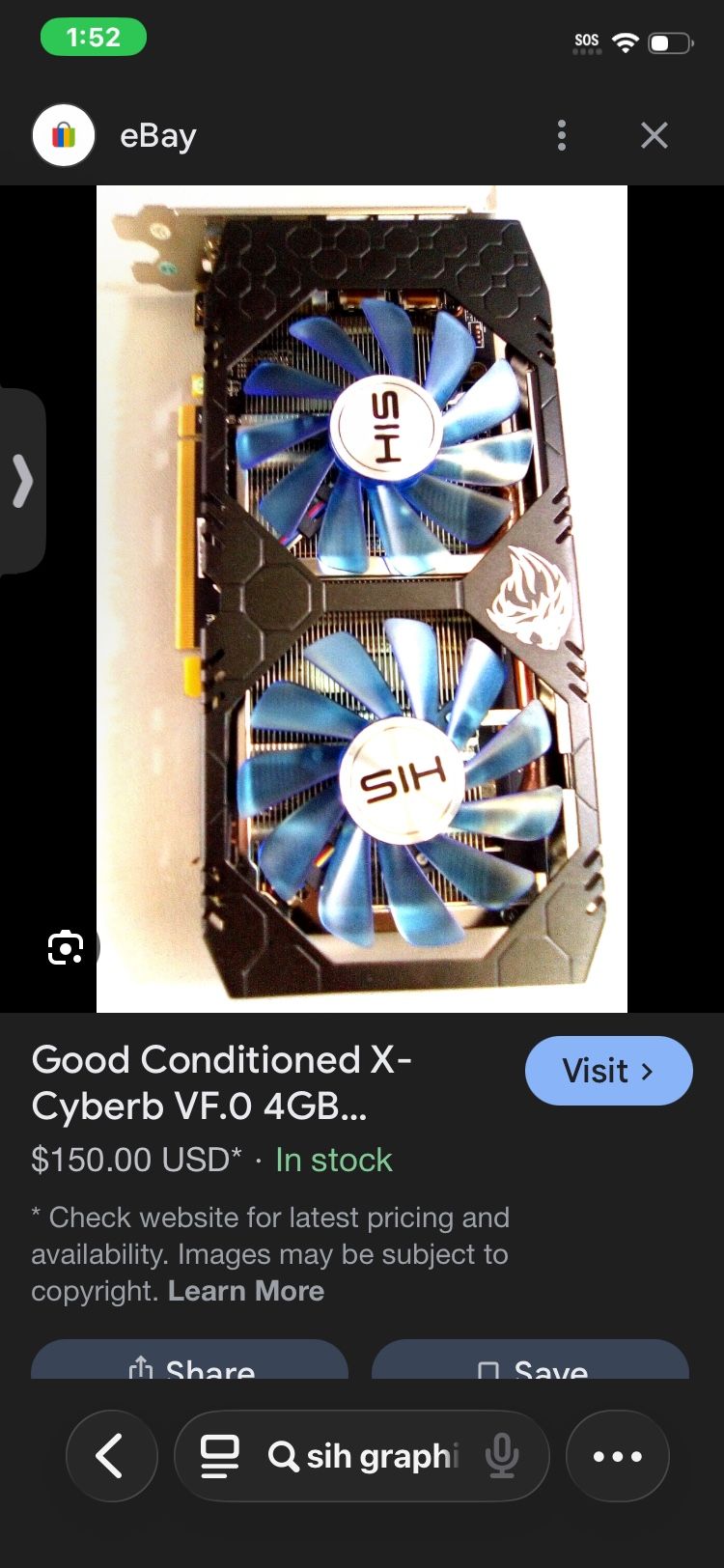 HIS X-Cyberb VF.0 4GB Graphics Video Card Twin Cooler Fans