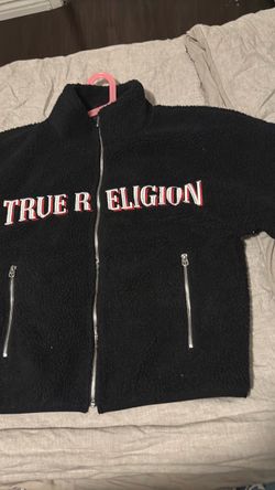 True Religion Black Sherpa Zip-Up Jacket