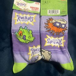 Nickelodeon Rugrats Crew Socks Sz 6-13 2 Pair
