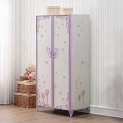 WARDROBE WHITE AND LIGHT PURPLE  (AC30540) $499 DELIVER AVAILABLE