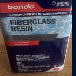 Never opened!  1 qt All Purpose Fiberglass Resin Brand New Never Used “BONDO”