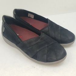 ECCO Women's Loafers Flats Slip On Distressed Shoes Black Size US 10 M EU 42