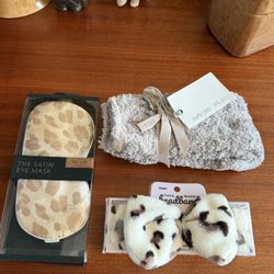Leopard Satin Eye mask, Hair band, Cozy Socks
