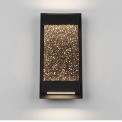 Artika Essence Glow Box Black Modern Bubble Glass Integrated LED Exterior Hardwired Garage and Porch-Light Lantern Sconce