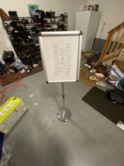 APPROVED VENDOR Floor Sign Holder: Aluminum/Steel, 49"H/ SEVEN PEDASTAL SIGNS AVAILABLE