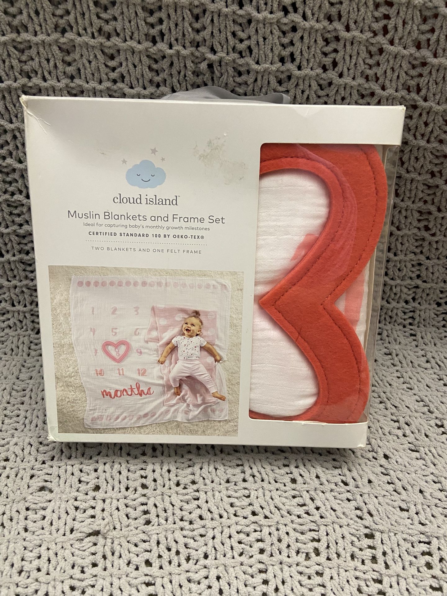 Brand New Cloud Island Muslin Blanket And Frame Set